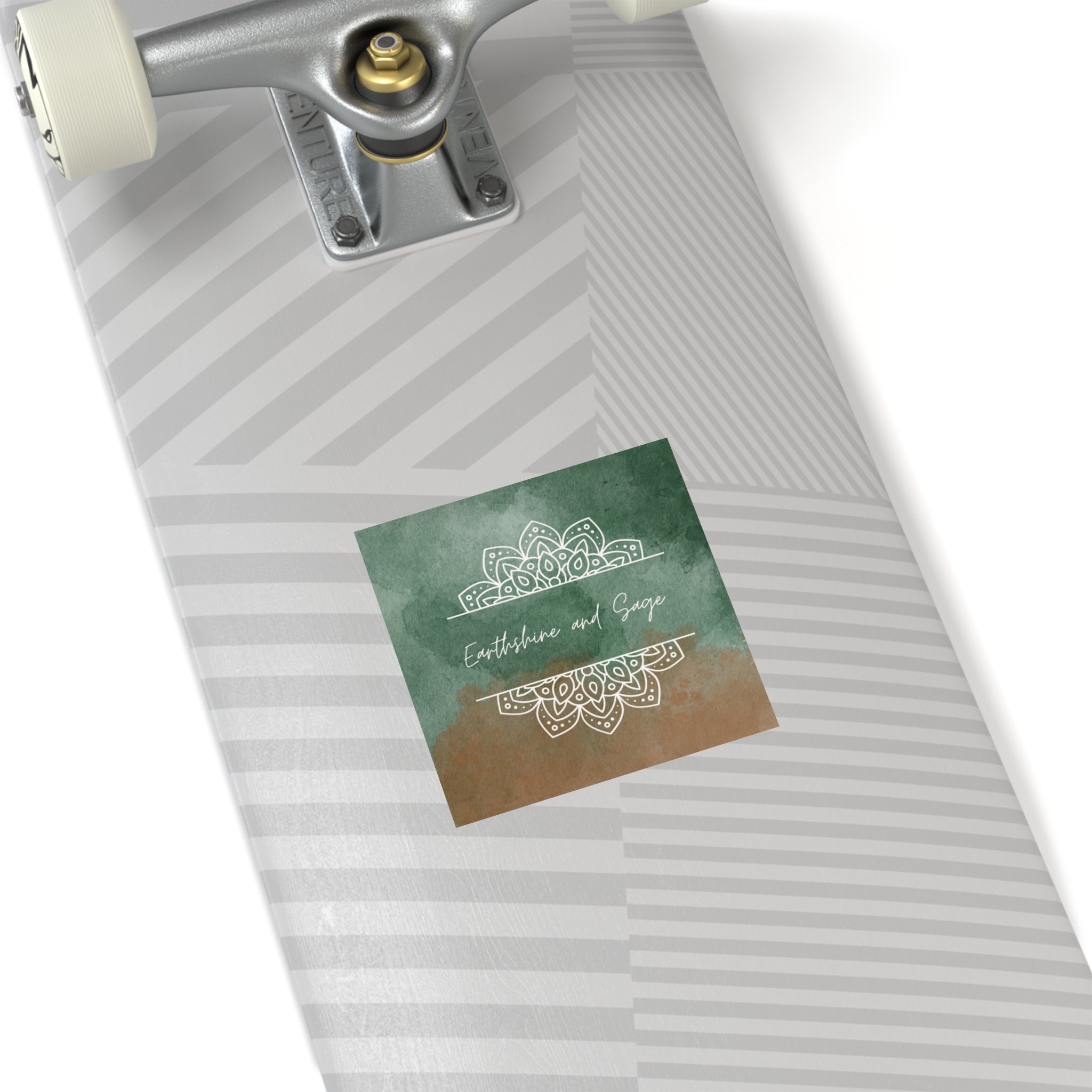 Square Sticker — Earthshine and Sage Mandala Design (Indoor/Outdoor)