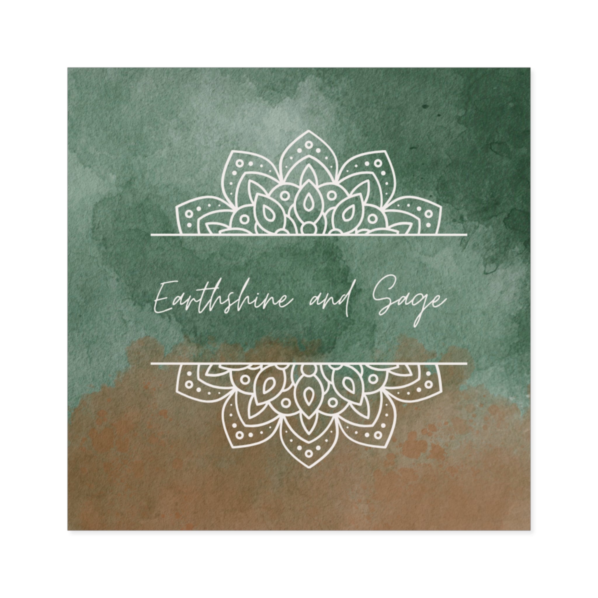 Square Sticker — Earthshine and Sage Mandala Design (Indoor/Outdoor)